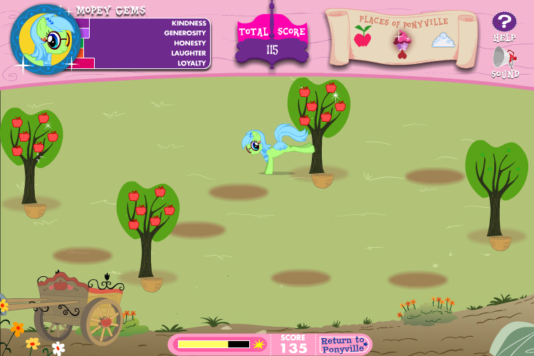 My Little Pony: Friendship is Magic - Adventures in Ponyville (Browser) screenshot: Gathering apples on the farm