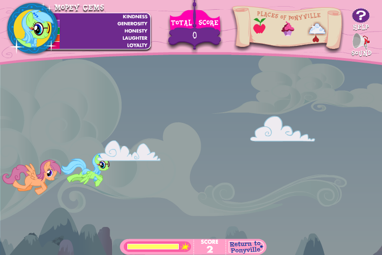 My Little Pony: Friendship is Magic - Adventures in Ponyville (Browser) screenshot: Get these cumuli outta the way.