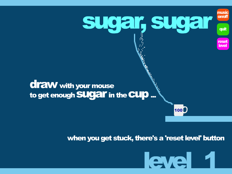Sugar, Sugar (Browser) screenshot: Draw lines to redirect the sugar.