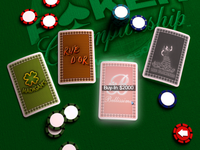 Chris Moneymaker's World Poker Championship (Windows) screenshot: There are four casinos to play in. Each requires a minimum stake.