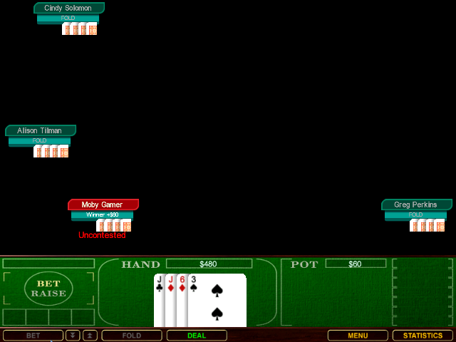 Chris Moneymaker's World Poker Championship (Windows) screenshot: It is possible to win a hand that is not contested