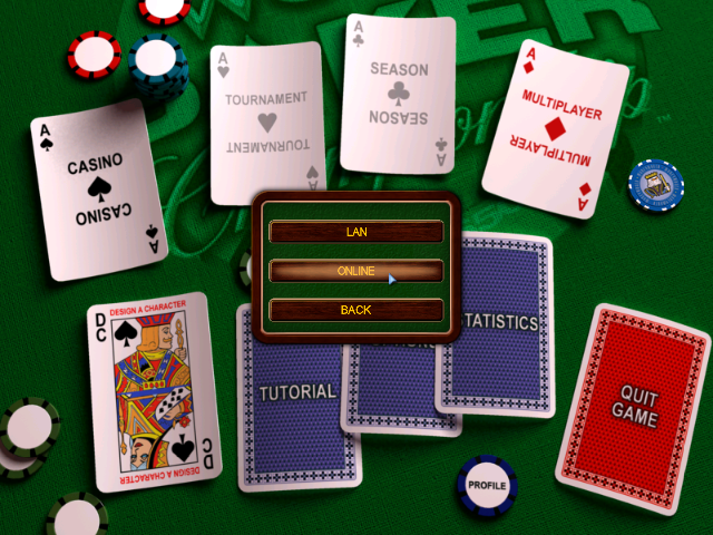 Chris Moneymaker's World Poker Championship (Windows) screenshot: These are the multi-player options