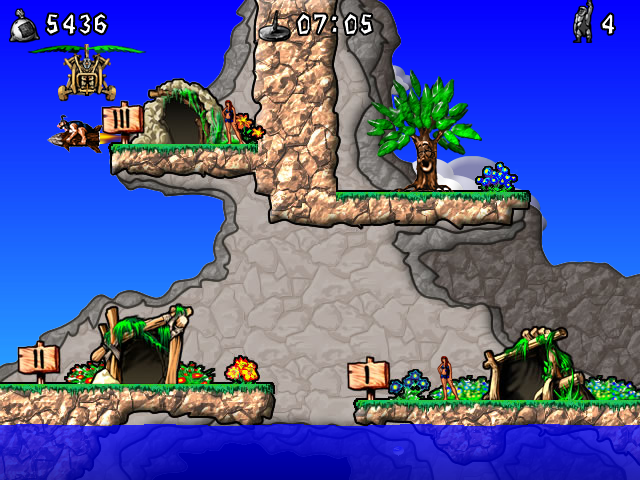 Ancient Taxi (Windows) screenshot: Watch out for the rocket kamikaze