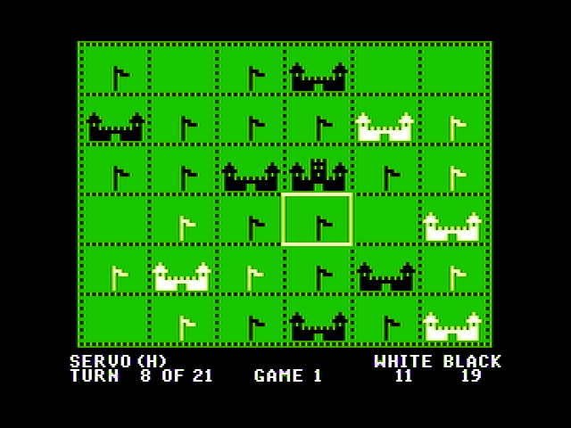 Fortress (Apple II) screenshot: Black is winning; the next move should be...?