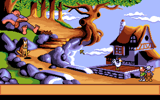 Gobliins 2: The Prince Buffoon (Amiga) screenshot: When we pass the giant...