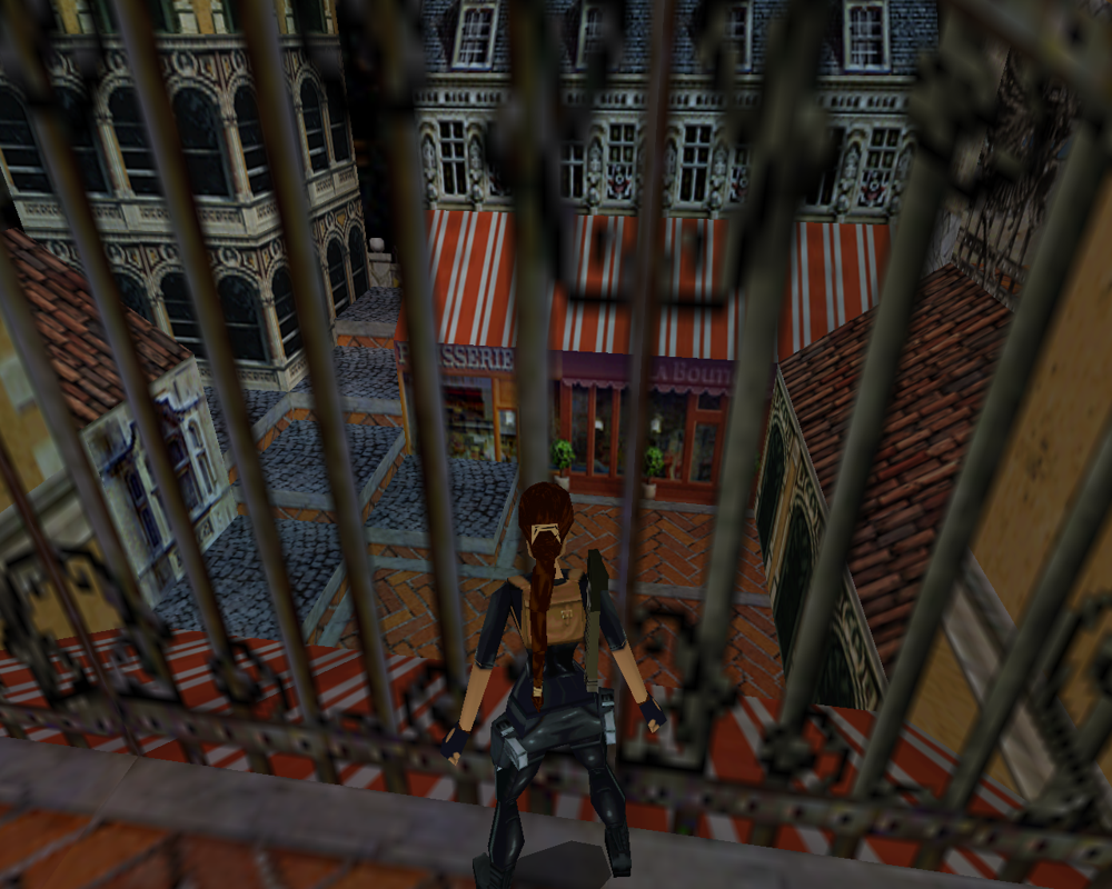 Tomb Raider: The Lost Artifact (Windows) screenshot: A town street view.