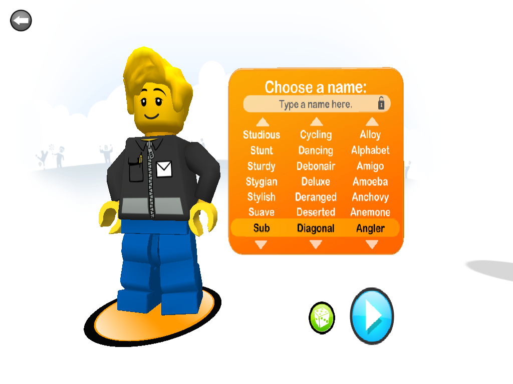 LEGO Universe (Windows) screenshot: Character customization screen