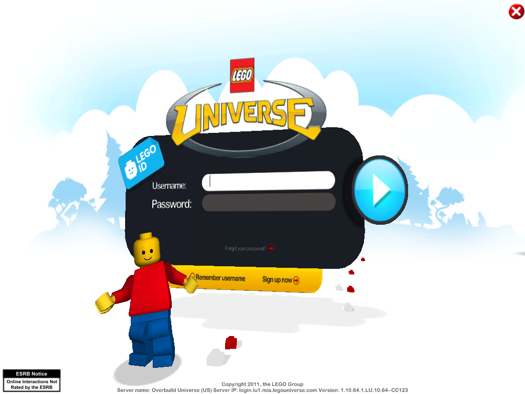 LEGO Universe (Windows) screenshot: Login screen