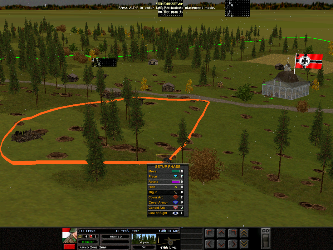 Combat Mission II: Barbarossa to Berlin (Windows) screenshot: Here the arc of fire for a unit is being set