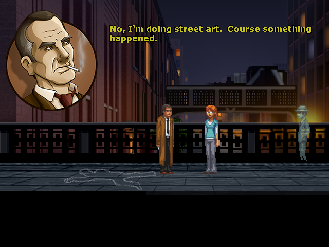 The Blackwell Deception (Windows) screenshot: Meeting a policeman
