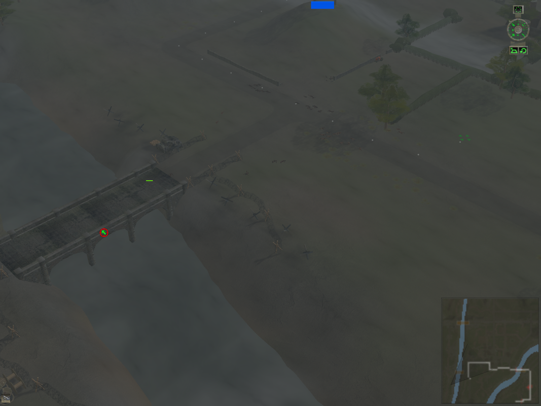 World War II: Frontline Command (Windows) screenshot: This shows the problem with some troops being stuck under the bridge.