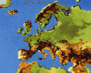 On the Ball: World Cup Edition (Amiga) screenshot: Choosing your nationality.