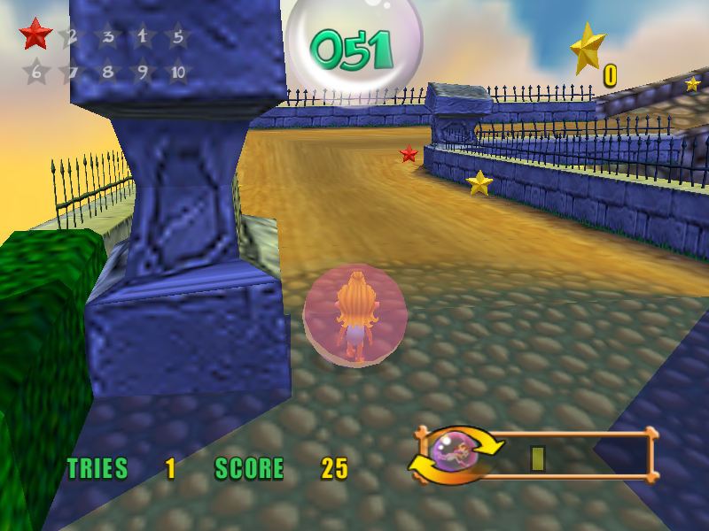 Myth Makers: Orbs of Doom (Windows) screenshot: The start of the level in Star Challenge mode. Red starts must be collected to unlock the gates. Gold stars are bonus points