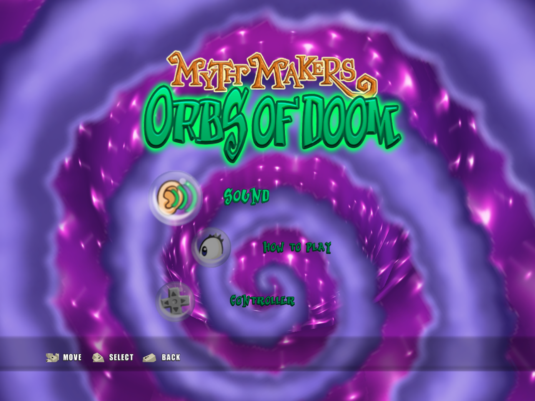 Myth Makers: Orbs of Doom (Windows) screenshot: Selecting Options from the main menu brings up this screen