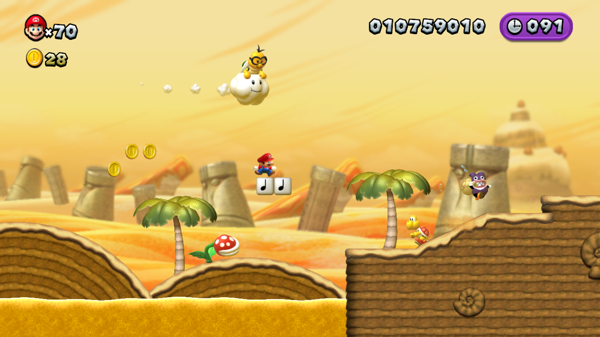 New Super Mario Bros. U (Wii U) screenshot: Trying to catch Nabbit again