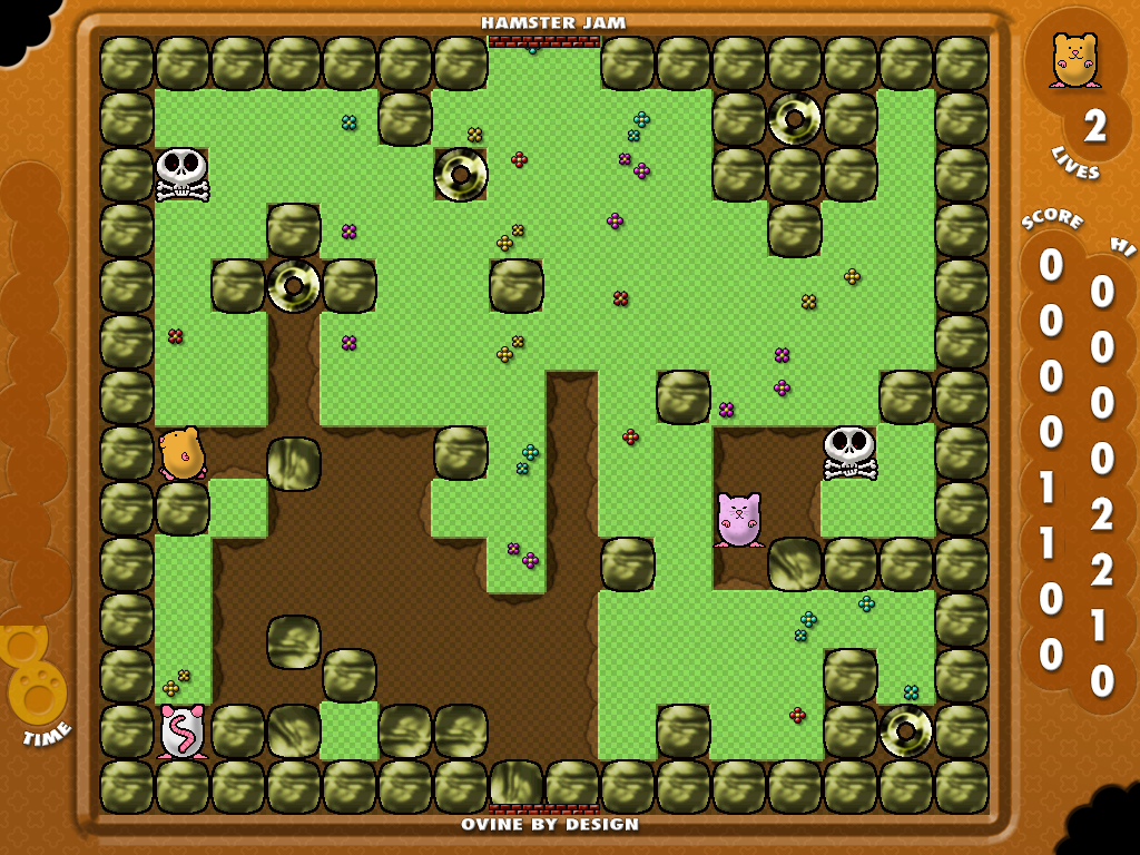 HamsterJam (Windows) screenshot: Falling boulders