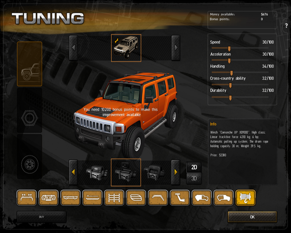 4x4 Hummer (Windows) screenshot: In the garage