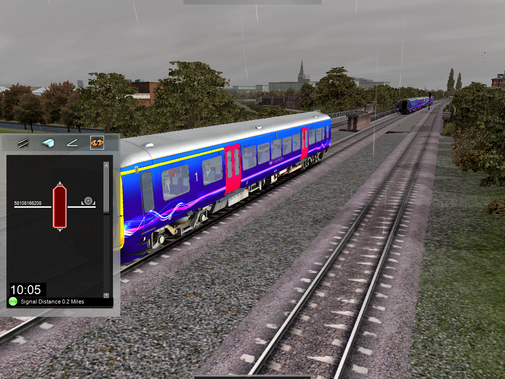 RailWorks (Windows) screenshot: Oops! I accidentally uncoupled a few coaches in the middle of the drive
