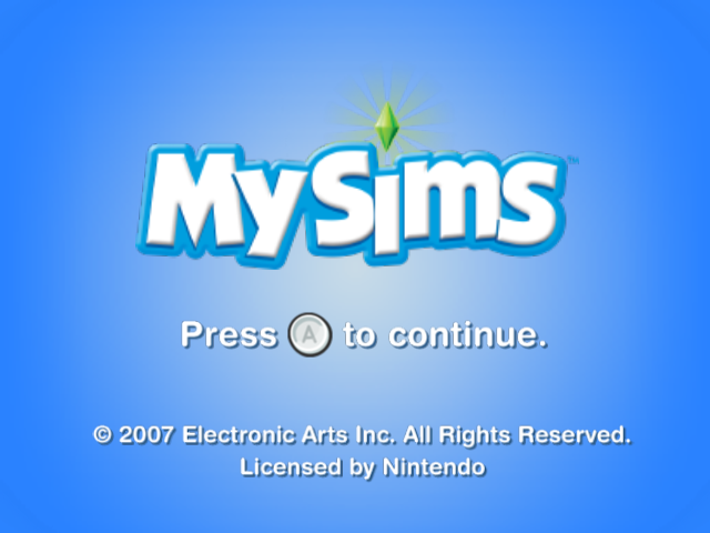 MySims (Wii) screenshot: Title Screen