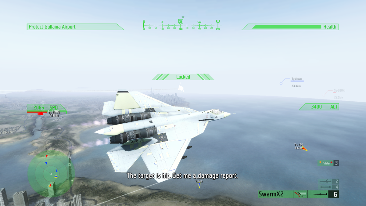 JASF: Jane's Advanced Strike Fighters (Xbox 360) screenshot: PAK-FA with swarm missiles selected