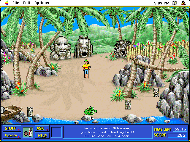 Mutant Beach (Macintosh) screenshot: I've picked up a bowling ball
