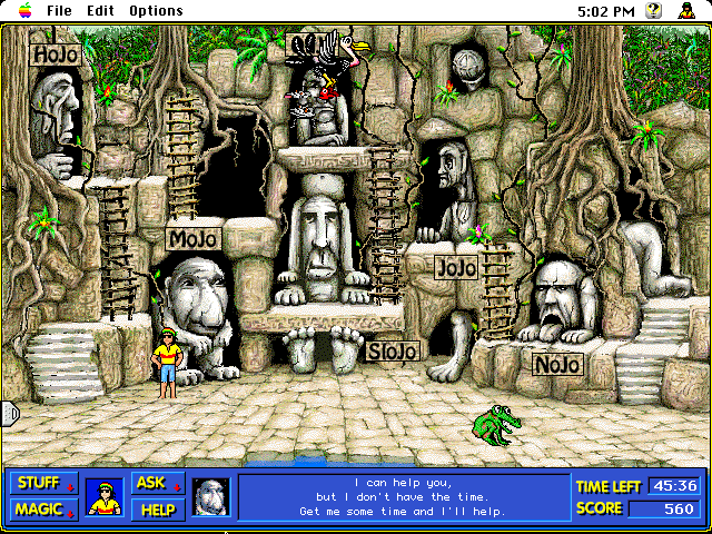 Mutant Beach (Macintosh) screenshot: Talking with an idol - who responds in riddles