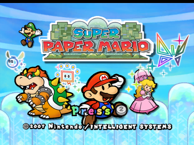Super Paper Mario (Wii) screenshot: Title Screen