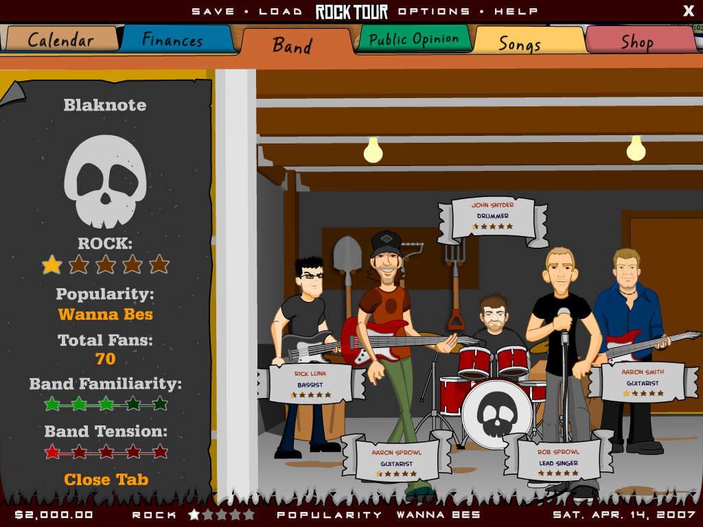 Rock Tour (Windows) screenshot: Info about the band