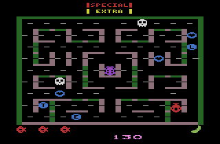 Lady Bug (Atari 2600) screenshot: Eat the dots and special items.