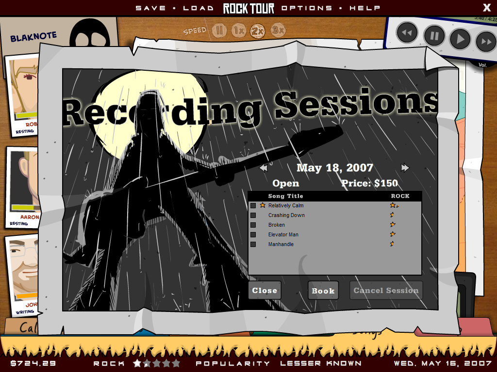 Rock Tour (Windows) screenshot: Recording session