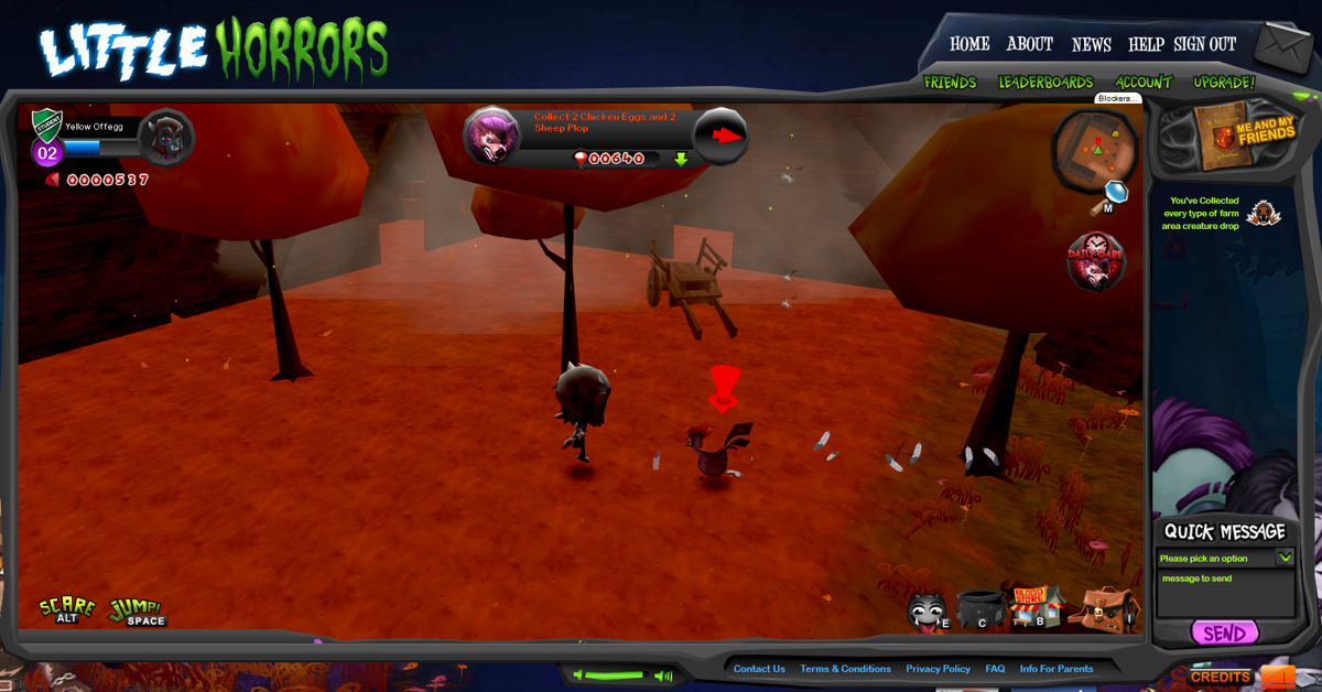 Little Horrors (Browser) screenshot: Face to face with a chicken