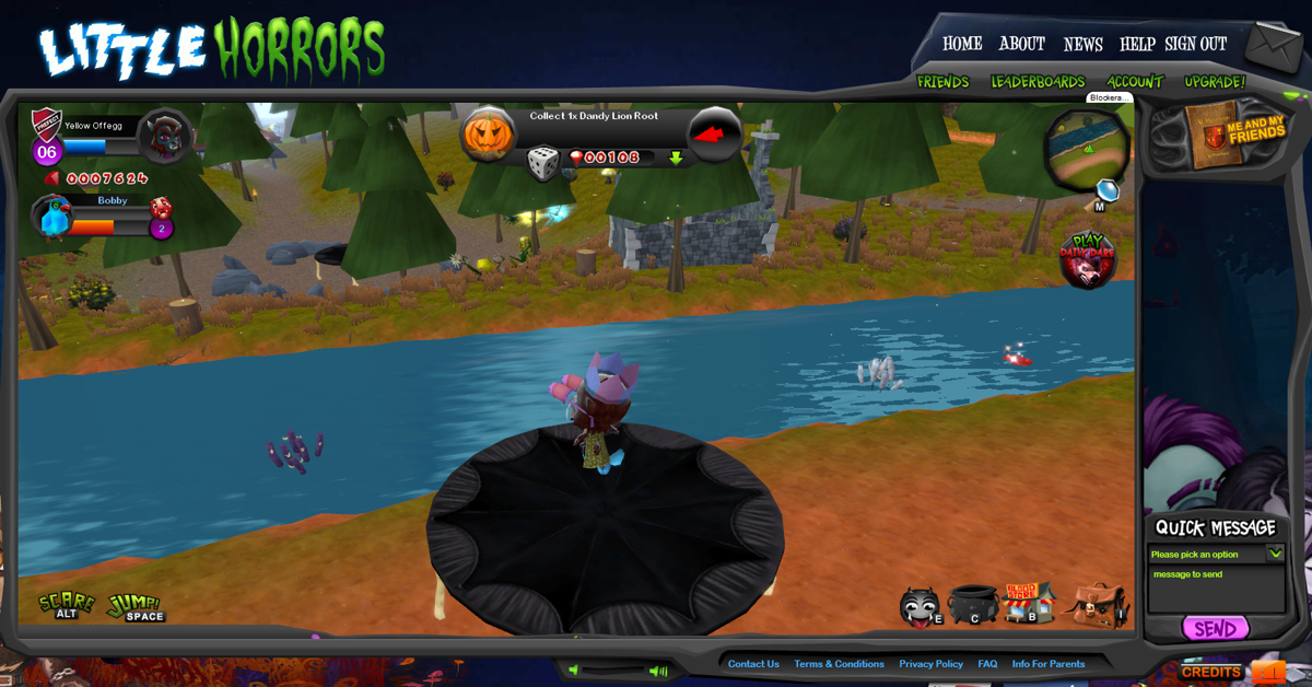 Little Horrors (Browser) screenshot: Jumping on a trampoline - why not?