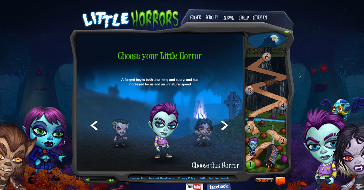 Little Horrors (Browser) screenshot: First we pick a character...