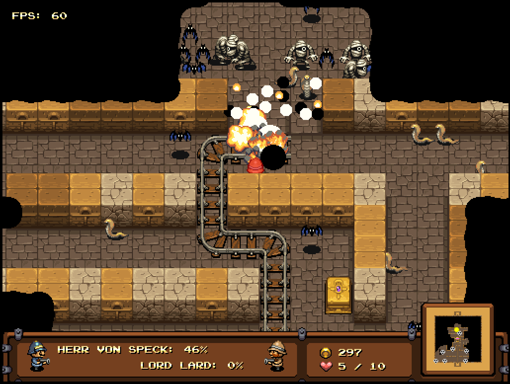 The Humble Bundle Mojam (Windows) screenshot: Catacomb Snatch: Blowing up another barrier.