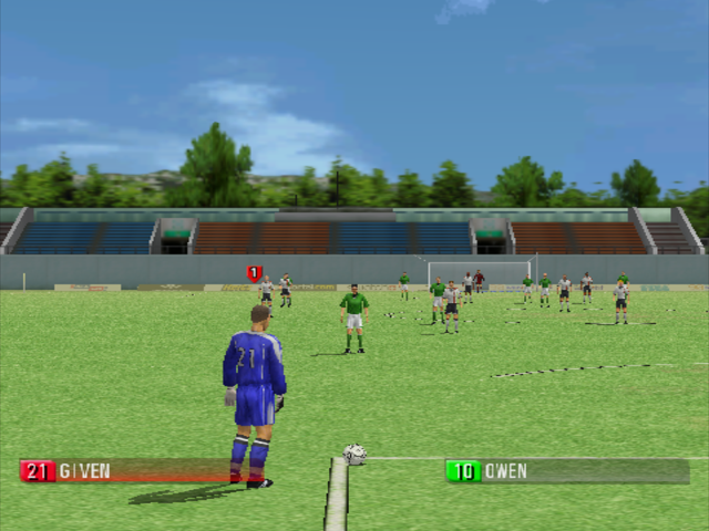 90 Minutes: Sega Championship Football (Dreamcast) screenshot: The stands are empty in Training Mode