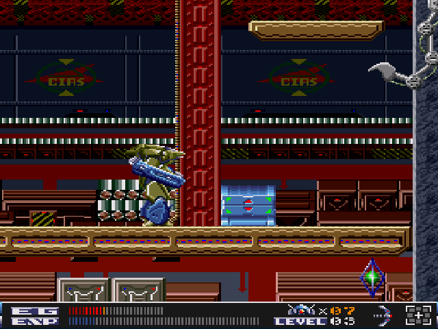 Aquales (Sharp X68000) screenshot: Floating platforms and tempting treasure chests on the other side