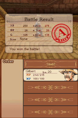 Nostalgia (Nintendo DS) screenshot: Results