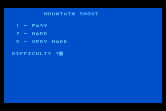 Mountain Shoot (Atari 8-bit) screenshot: Game Setup
