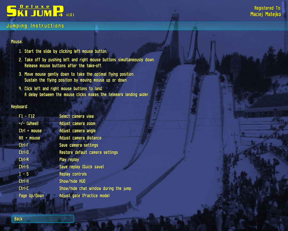 Deluxe Ski Jump 4 (Windows) screenshot: Jumping instructions