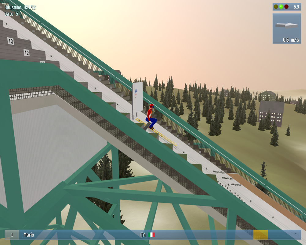 Deluxe Ski Jump 4 (Windows) screenshot: Sitting on the startgate