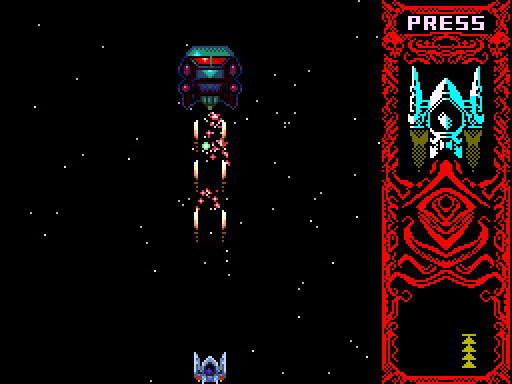 Warhawk (ZX Spectrum Next) screenshot: The level 1 end boss.
