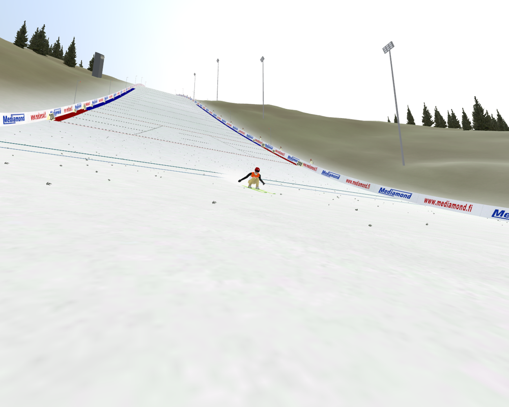 Deluxe Ski Jump 4 (Windows) screenshot: That was a close one, but I stood it