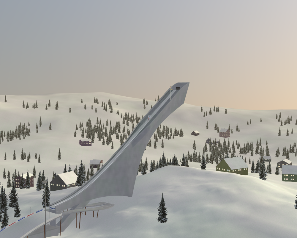 Deluxe Ski Jump 4 (Windows) screenshot: Inrun of hill in Garmisch-Partenkirchen