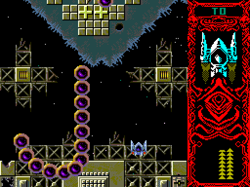 Warhawk (ZX Spectrum Next) screenshot: A worm-like enemy.