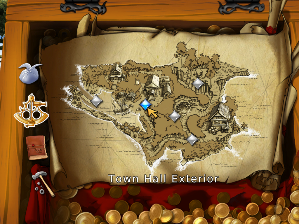 Captain Morgane and the Golden Turtle (Windows) screenshot: Map used for travelling