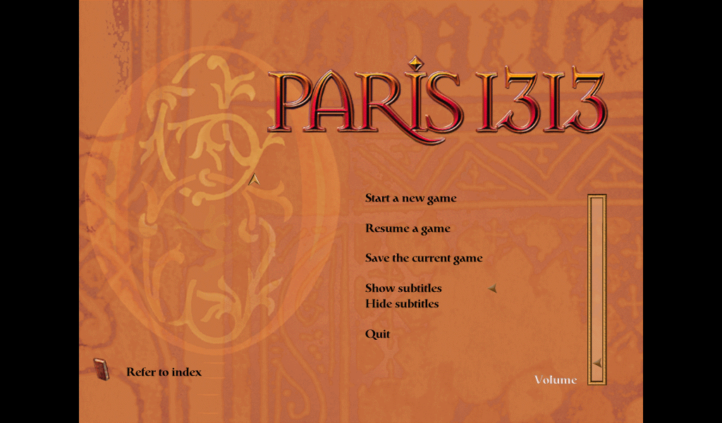 Paris 1313: The Mystery of Notre-Dame Cathedral (Windows) screenshot: Main Menu