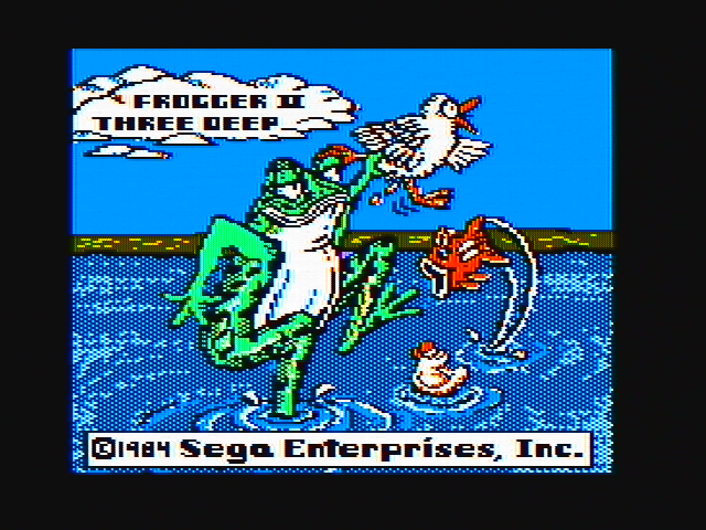 Frogger II: ThreeeDeep! (PC Booter) screenshot: Title screen (CGA with composite monitor)