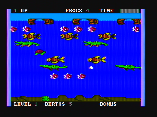 Frogger II: ThreeeDeep! (PC Booter) screenshot: Starting the game underwater (CGA with composite monitor)