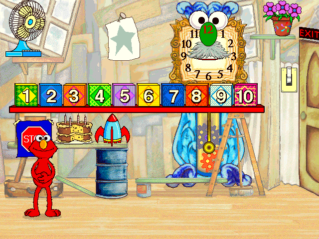 Sesame Street: Elmo's Preschool (Windows) screenshot: 10-9-8-7-6-5-4-3-2-1! Blast off!