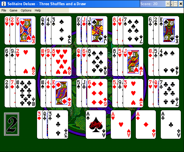 Solitaire Deluxe (Windows 3.x) screenshot: Three Shuffles and a Draw